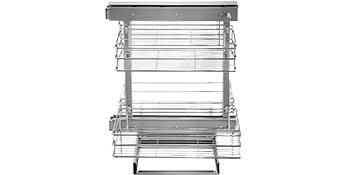 VEVOR blind corner cabinet organizer with three wire baskets and a metal frame.