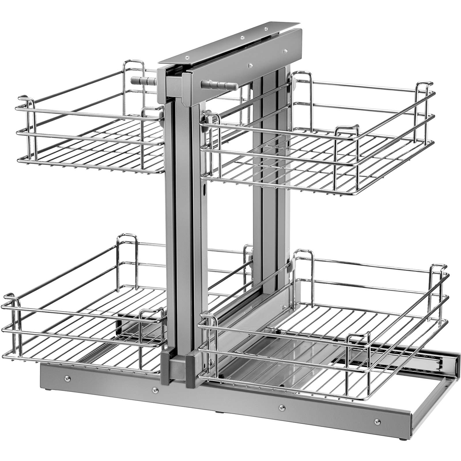 VEVOR blind corner cabinet organizer with four chrome wire baskets and adjustable racks.