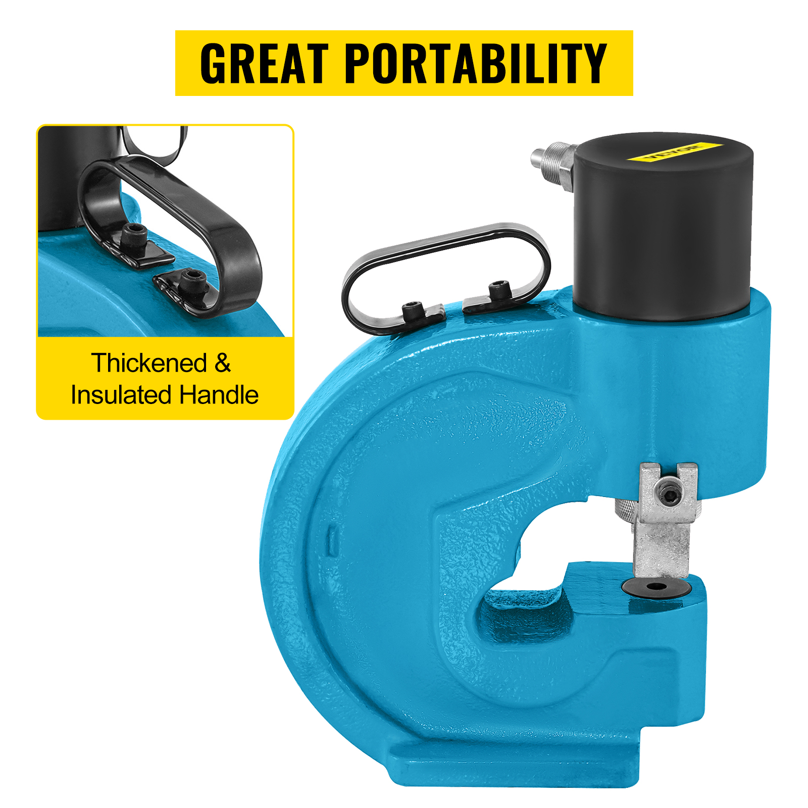 VEVOR hydraulic hole punching tool with thickened and insulated handle for great portability.