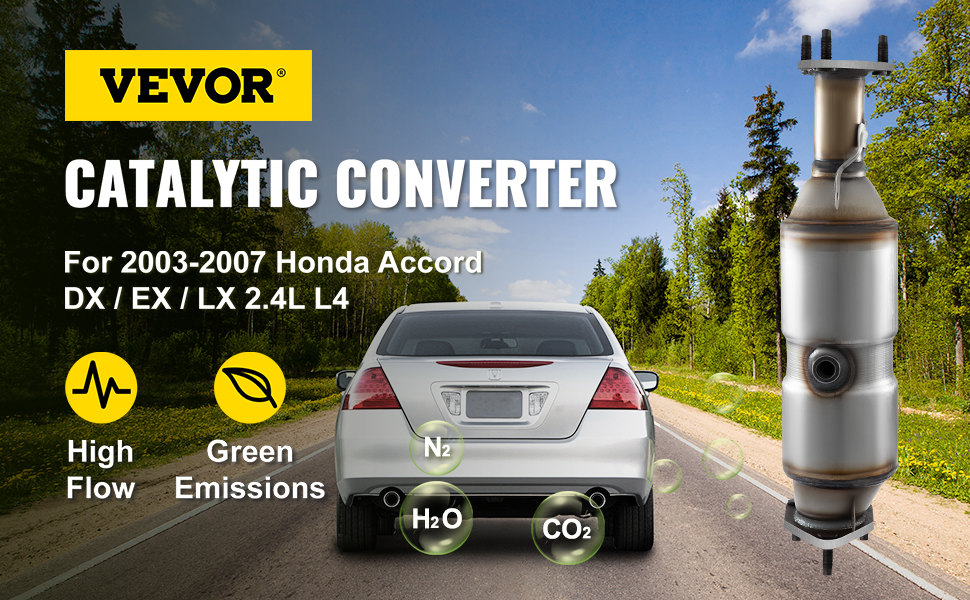 VEVOR catalytic converter for 2003-2007 honda accord dx/ex/lx 2.4l l4, high flow.