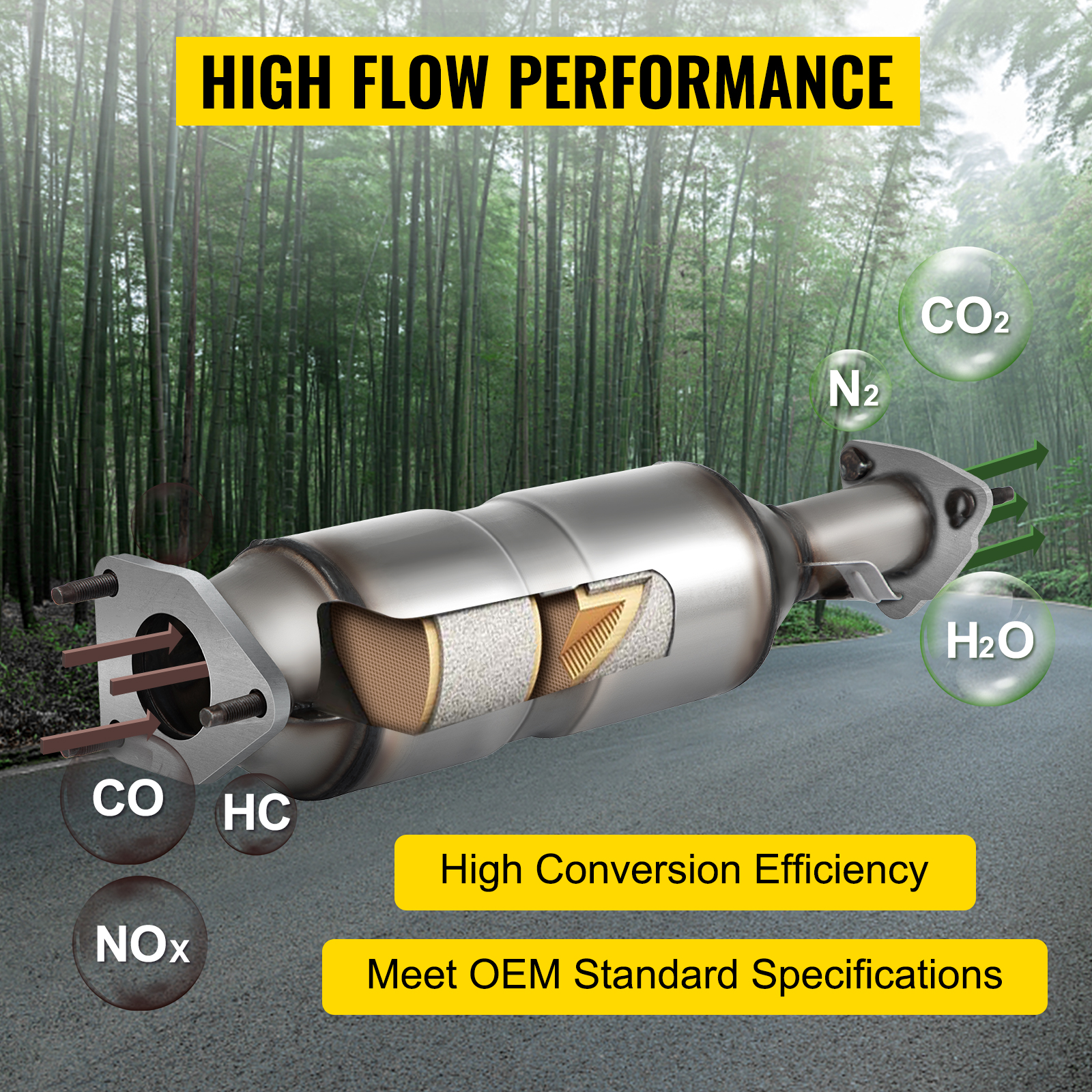 VEVOR catalytic converter honda accord showcasing high flow performance and efficiency.