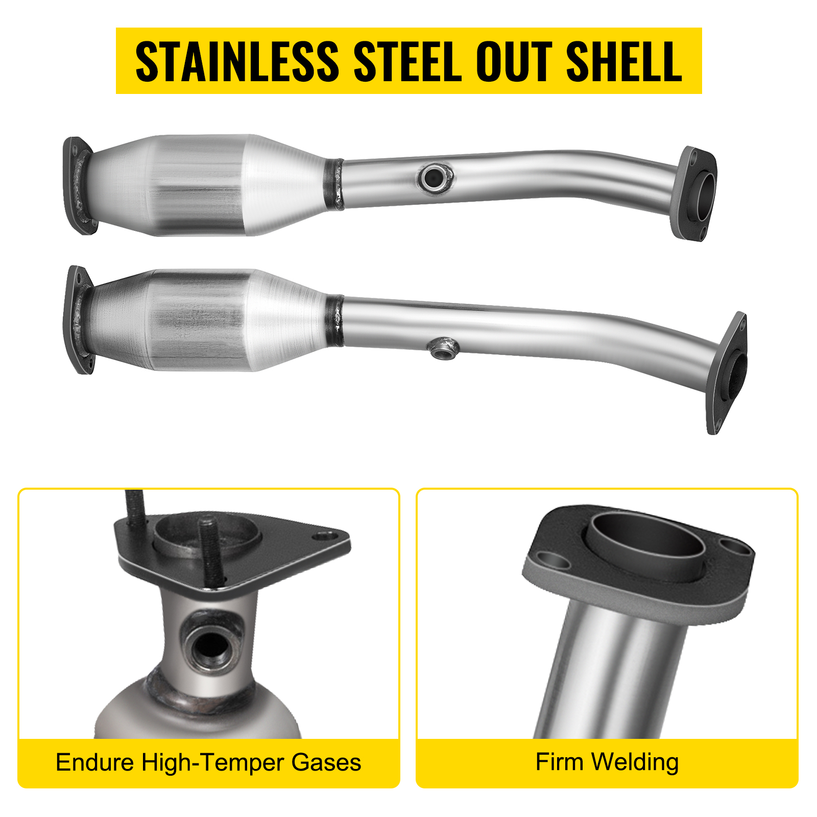 VEVOR exhaust manifold with stainless steel out shell and firm welding.