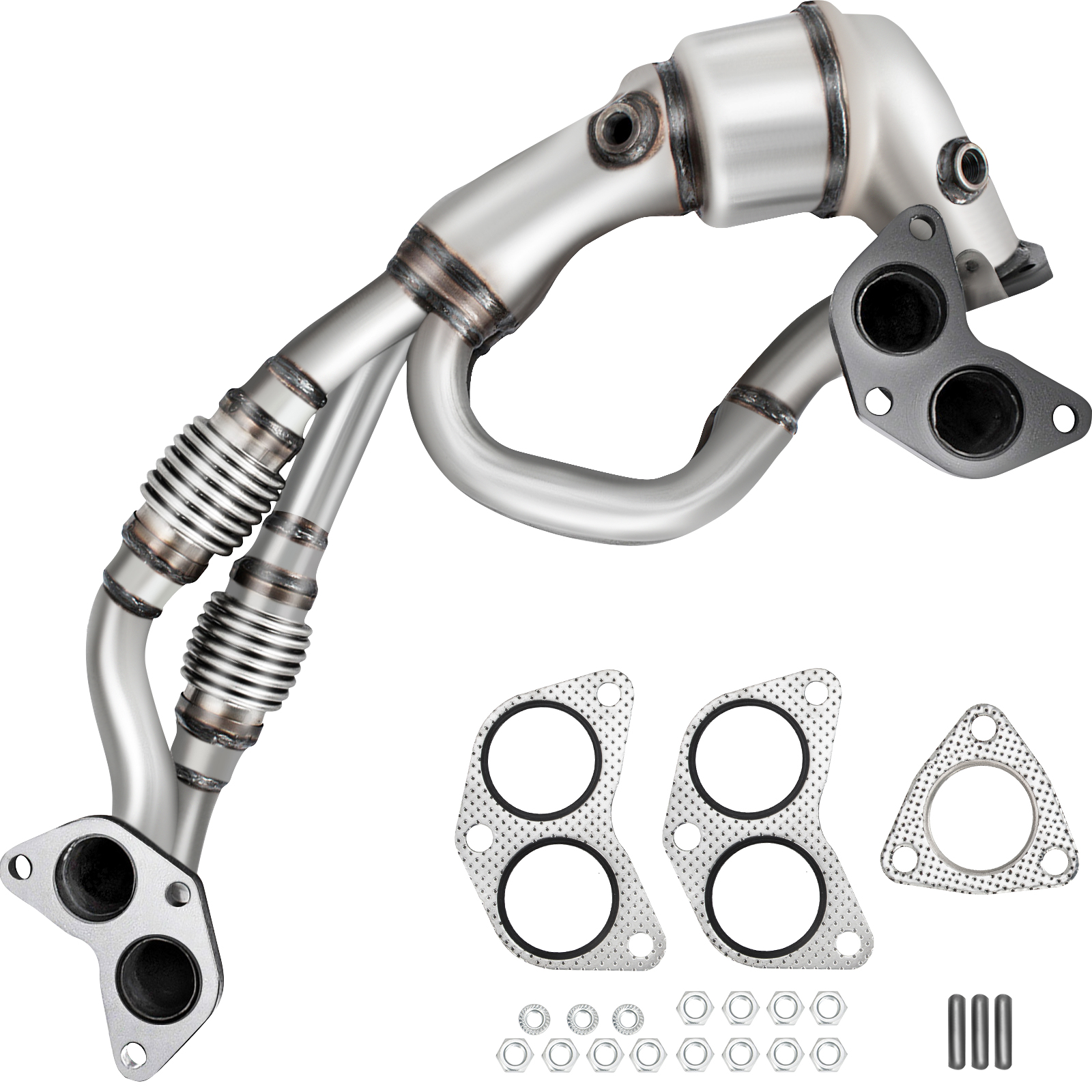 VEVOR catalytic converter subaru with gaskets and bolts for installation.