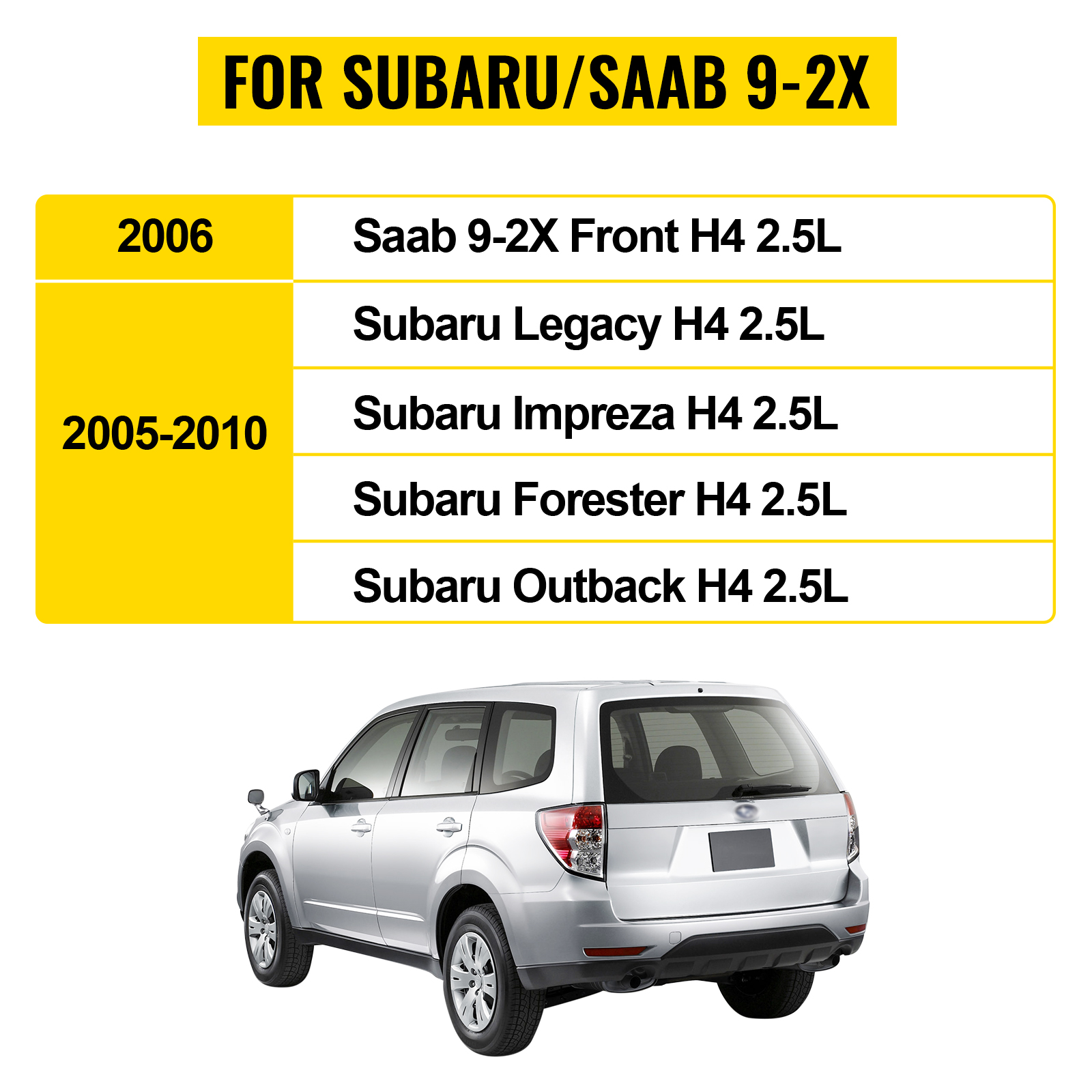 subaru and saab compatible vehicles list with VEVOR catalytic converter options.