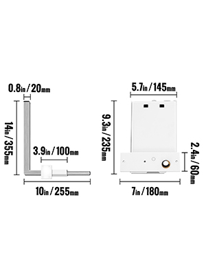 VEVOR murphy bed kit dimensions with metrics in centimeters and inches for parts.