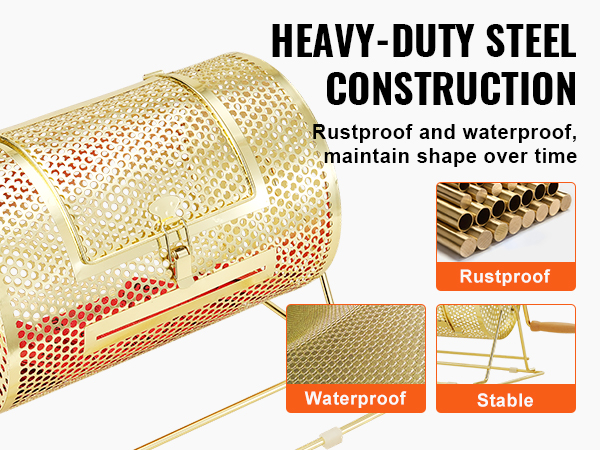 VEVOR raffle drum: heavy-duty steel, rustproof, waterproof, stable design for long-lasting use.