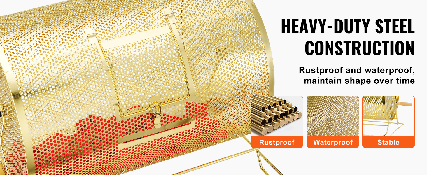 VEVOR raffle drum in heavy-duty steel construction, rustproof, waterproof, and stable.