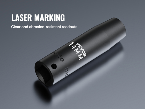 VEVOR impact socket set with clear laser marking and abrasion-resistant readouts.