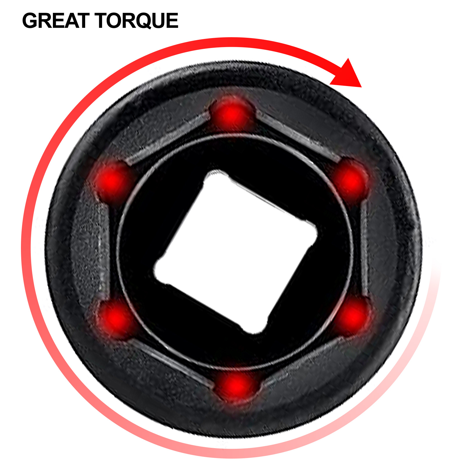 top view of VEVOR impact socket set with great torque indicator.