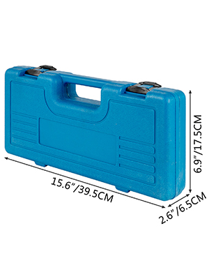 blue carrying case measuring 15.6x6.9x2.6 inches for VEVOR impact socket set.