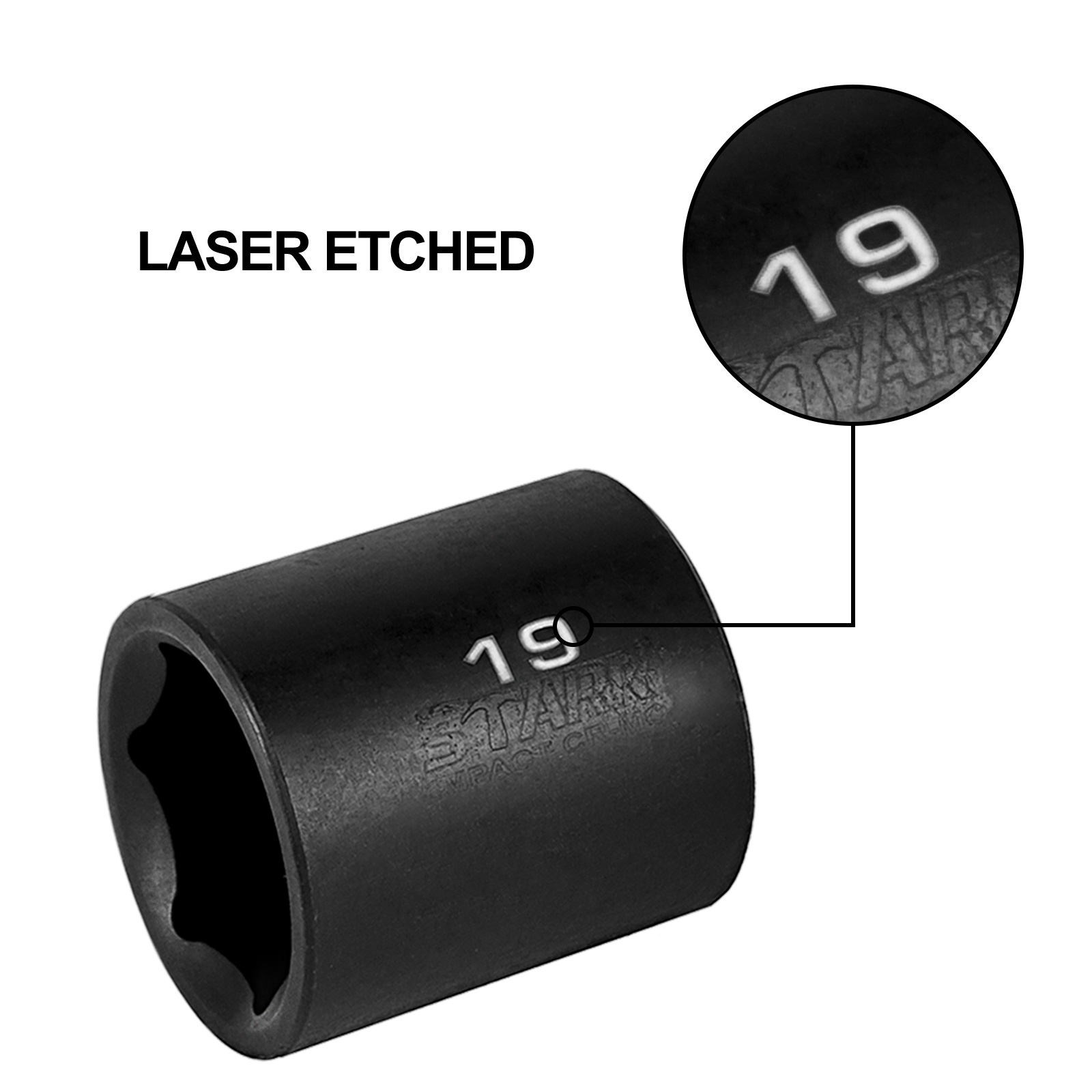 VEVOR impact socket set with laser-etched markings for easy identification.