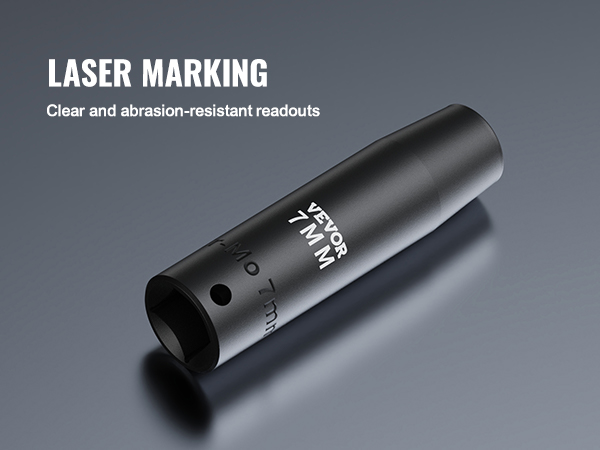 VEVOR deep impact socket set with laser marking for clear and abrasion-resistant readouts.