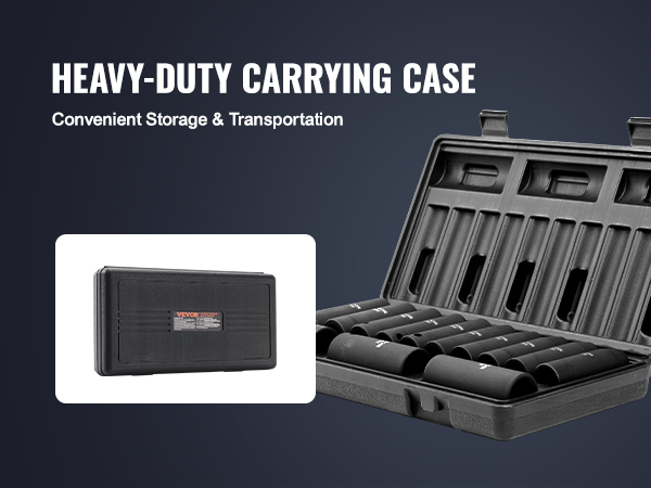 heavy-duty case for VEVOR impact socket set, provides convenient storage and transportation.