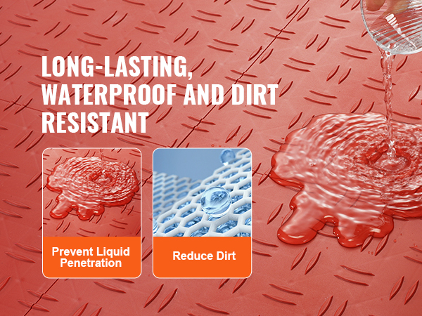 VEVOR garage tiles preventing liquid penetration and reducing dirt on long-lasting, waterproof tiles.