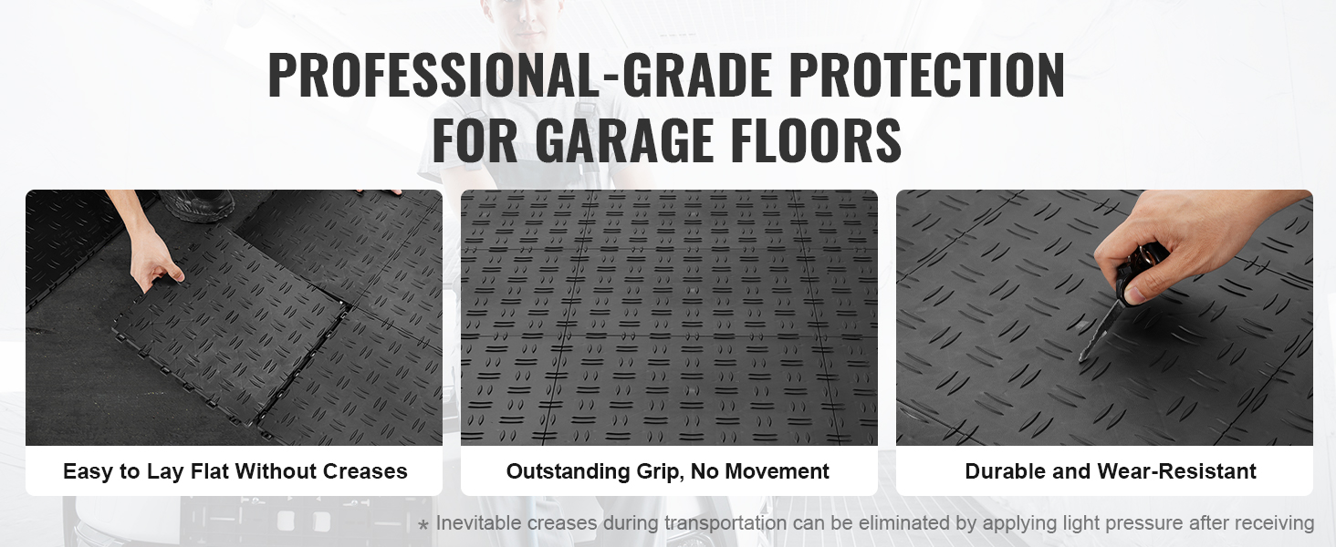 VEVOR garage tiles offer easy installation, outstanding grip, and durable, wear-resistant surfaces.