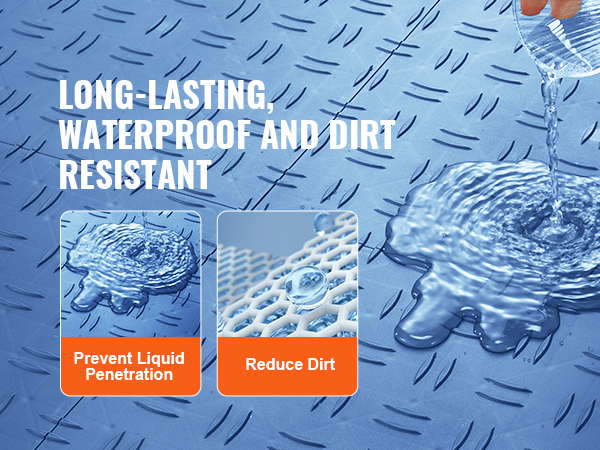 water-resistant VEVOR garage tiles prevent liquid penetration and reduce dirt accumulation.