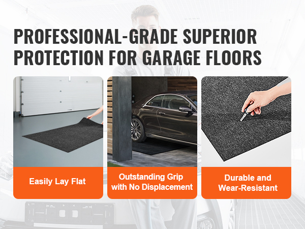 professional-grade superior protection for garage floors with VEVOR garage floor mat, easy to lay flat.