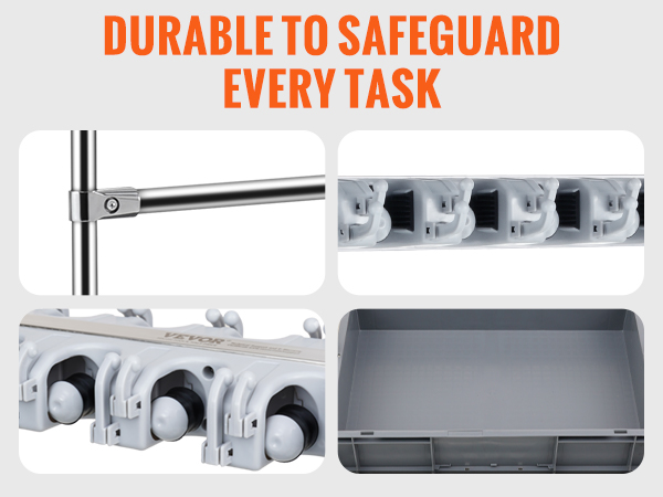 durable VEVOR garden tool organizer with stainless steel frame, pp hooks, secure handle lock, and leak-proof tray.
