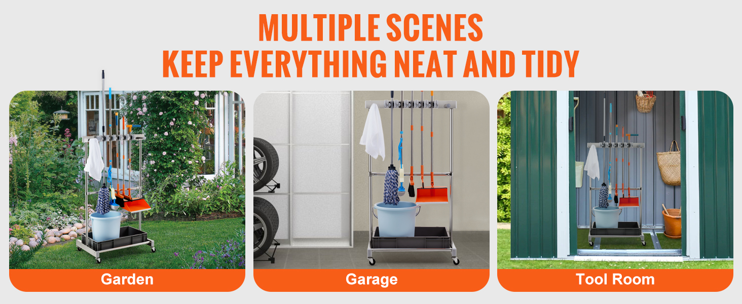 VEVOR garden tool organizer in garden, garage, and tool room, keeping tools neat and tidy.