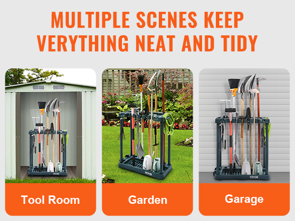 VEVOR garden tool organizer in tool room, garden, and garage to keep everything neat and tidy.