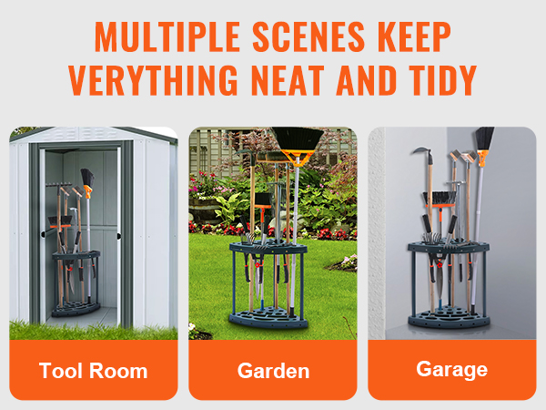 VEVOR garden tool organizer in tool room, garden, and garage, keeping everything neat and tidy.