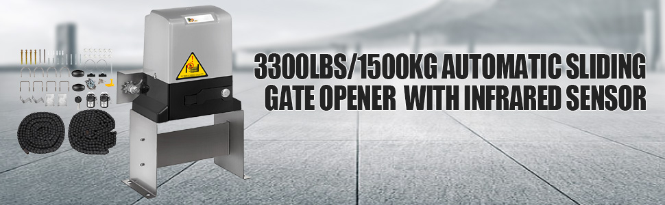 VEVOR sliding gate opener with infrared sensor, 3300lbs/1500kg capacity.