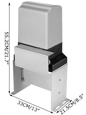 VEVOR sliding gate opener, dimensions: 55.2cm x 33cm x 21.5cm.