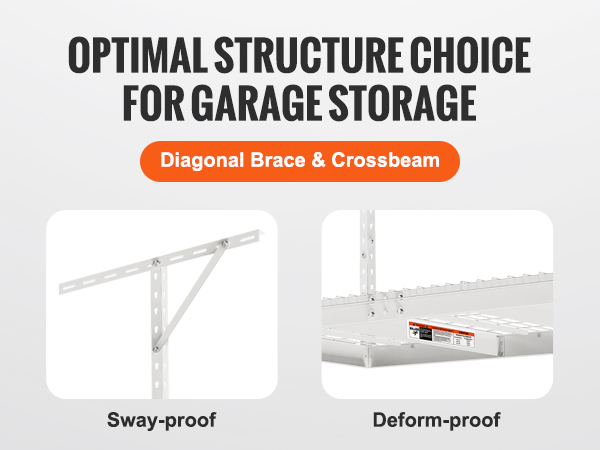 VEVOR overhead garage storage rack, 550 lbs load capacity, optimal structure for garage storage.