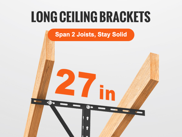 long ceiling brackets with 27-inch size for VEVOR garage storage rack, designed to span 2 joists.