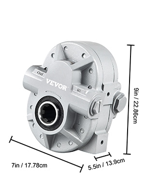 VEVOR hydraulic pump, 7in x 5.5in x 9in, gray casing, industrial gear.