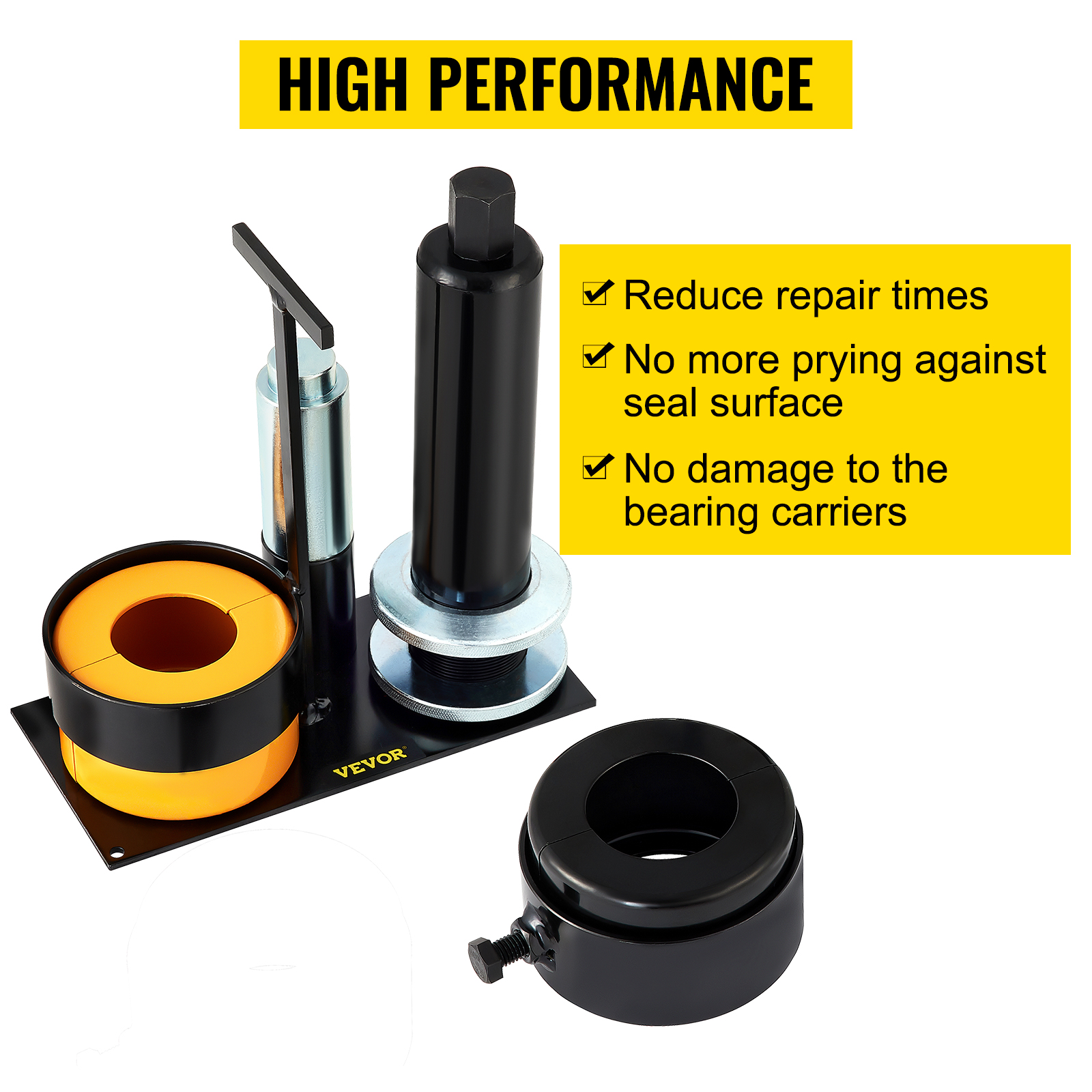 VEVOR pinion bearing puller with text highlighting high performance benefits.