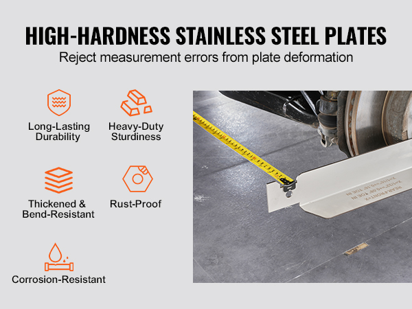 high-hardness stainless steel plates ensure accurate measurement for VEVOR wheel alignment tool.