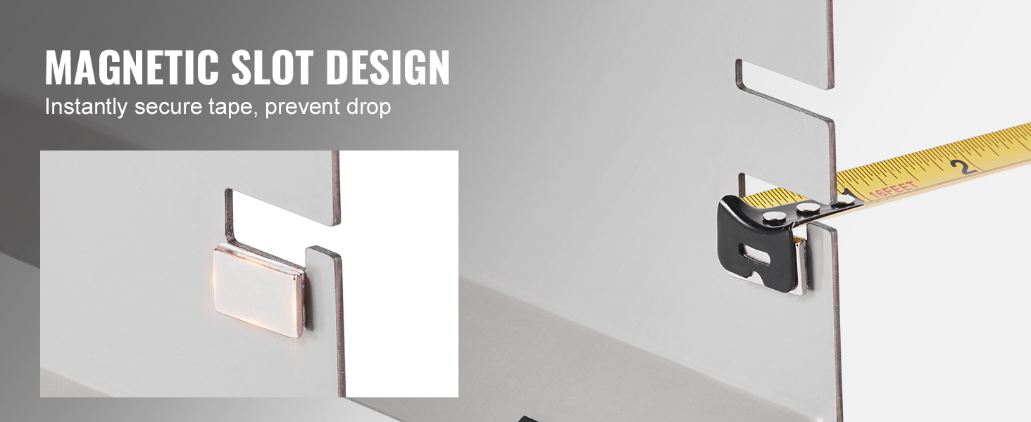 VEVOR wheel alignment tool with magnetic slot design, securing tape measure for precise adjustment.
