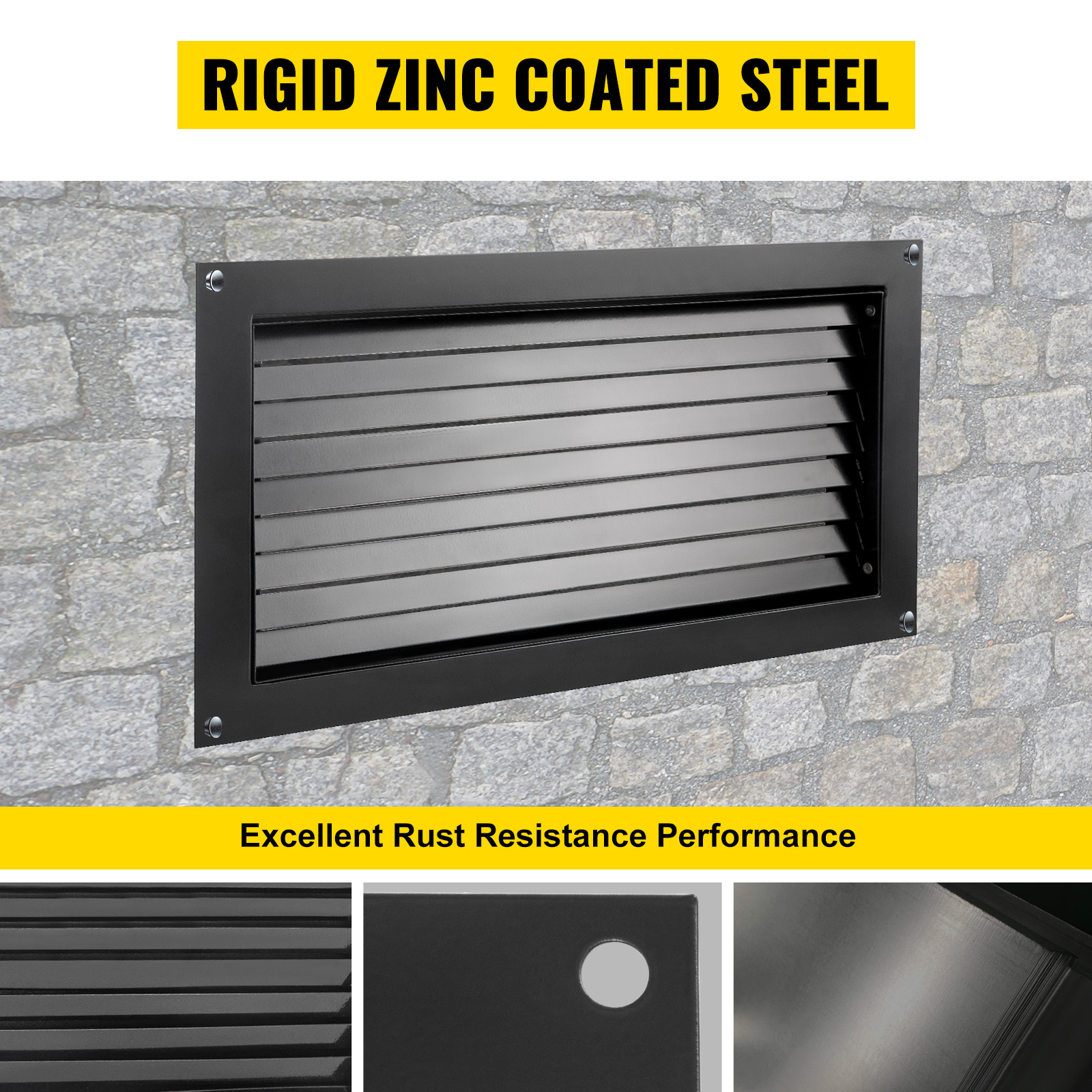 VEVOR flood vent with rigid zinc coated steel for excellent rust resistance performance.