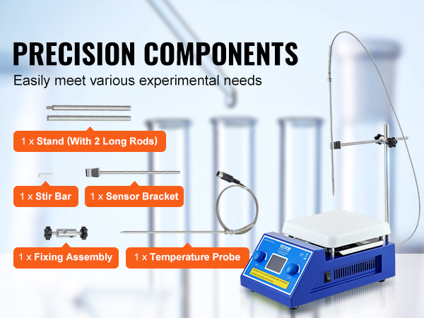 VEVOR magnetic stirrer hot plate with precision components for experimental needs, including a stir bar