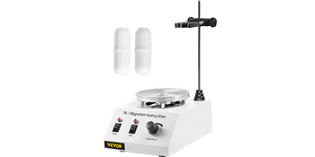 VEVOR magnetic stirrer hot plate with dual control knobs and included stir bars.