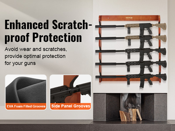 VEVOR gun rack with eva foam and side panel grooves for enhanced scratch-proof protection.