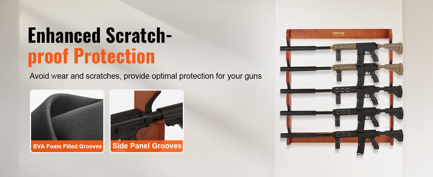 VEVOR gun rack with eva foam and side panel grooves for enhanced scratch-proof protection.