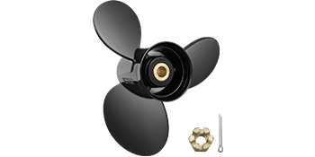 VEVOR piekaramais propellers ar trim lāpstiņām, misiņa uzgriezni un tapu uz balta fona.