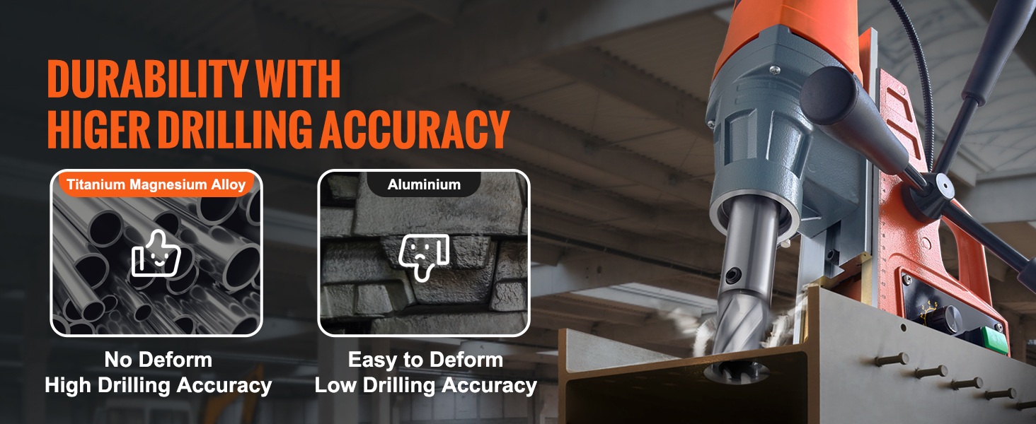 VEVOR magnetinio gręžimo, įrodančius aukšto patvarumo ir tiksli gręžimo su titano ir magnio lydinio.