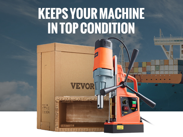 VEVOR magnetinis grąžtas su sutirštės medaus pakavimo aukščiausios apsaugos gabenimo metu.