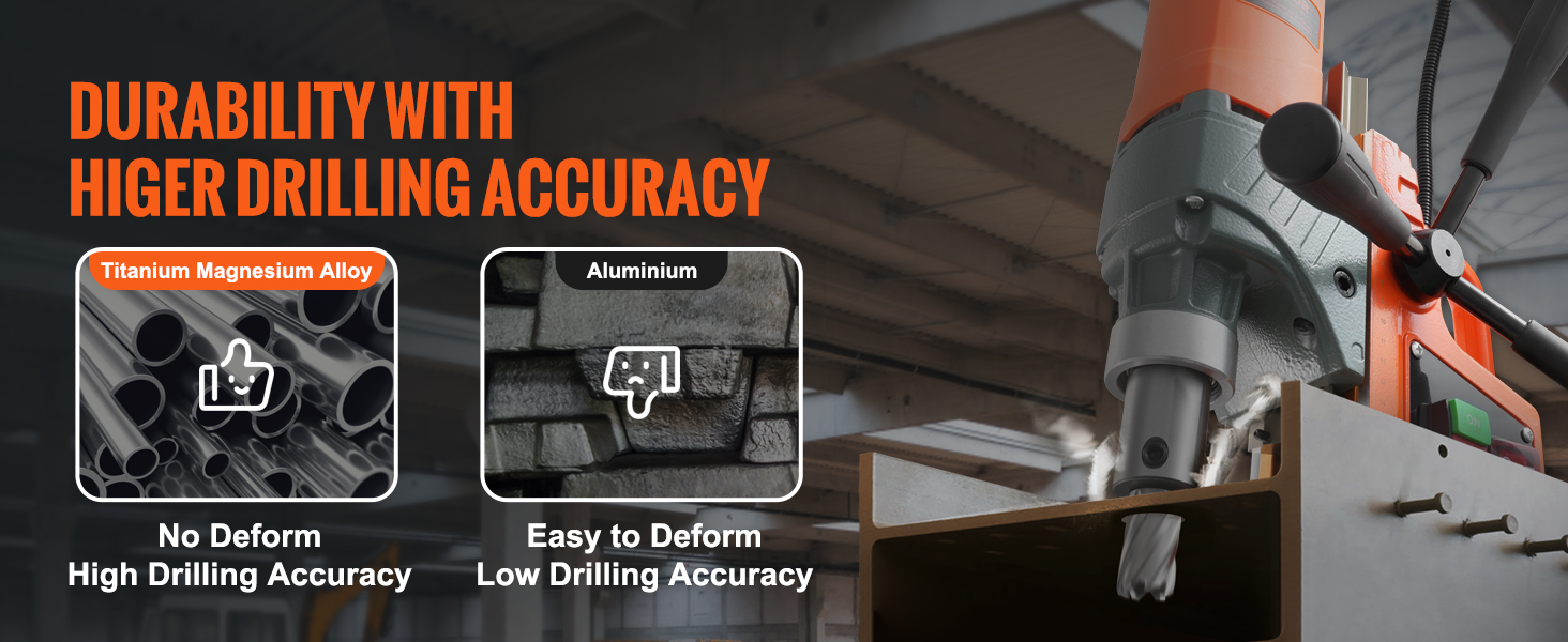 VEVOR magnetinis grąžtas su titano ir magnio lydinio aukštas gręžimo tikslumas ir ilgaamžiškumas.
