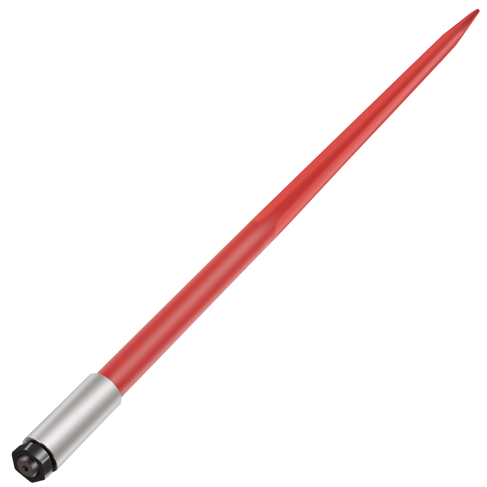 red VEVOR hay spear with a metal base and pointed tip on a white background.