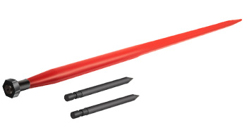 VEVOR hay spear, red spearing rod with two smaller black attachments.