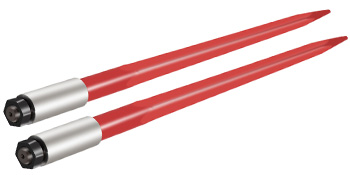 red and silver VEVOR hay spear with pointed tips, displayed on a white background.