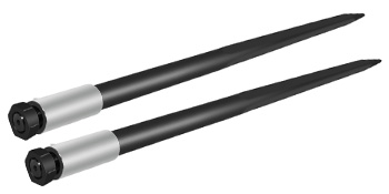 two VEVOR hay bale spears with black tapered tips and silver mounts.