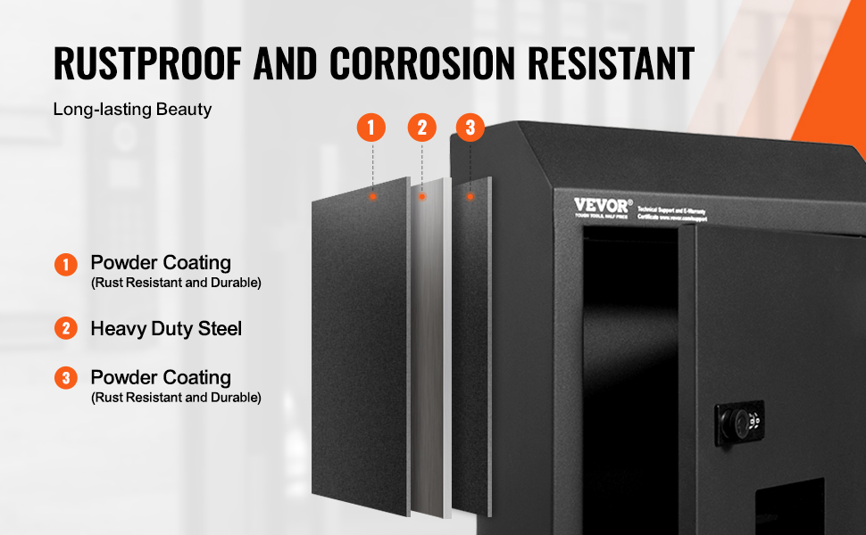 VEVOR door key drop box is rustproof and corrosion resistant with powder coating and heavy-duty steel.
