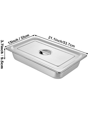 VEVOR tvaika galda panna ar vāku, 21,1x13x3,7 collas, nerūsējošais tērauds.