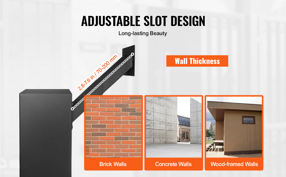 VEVOR through the wall drop box for brick, concrete, and wood-framed walls with adjustable slot design.