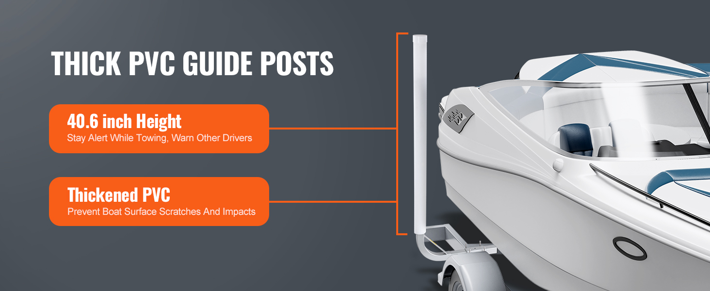 thick pvc guide posts with 40.6-inch height and thickened pvc for VEVOR marine trailer guide.